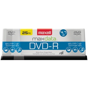 Maxell 638010 4.7GB 120-Minute DVD-Rs (25-ct Spindle)